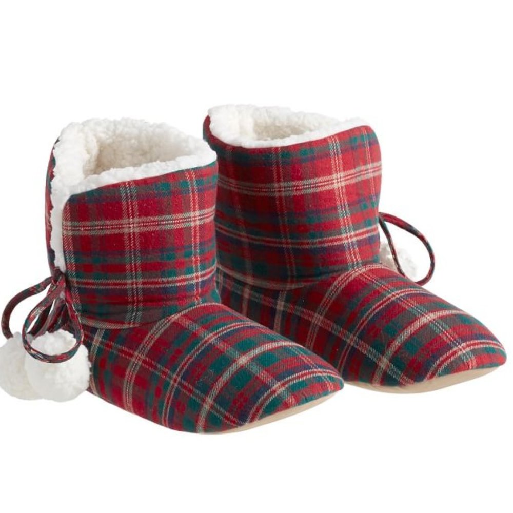 NWT Pottery Barn Lynbrook Plaid Bootie Slippers Size XL 11.5-12.5 Women's Gift